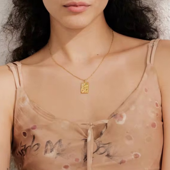 Celestial  Pendant Necklace Stainless Steel Gold Plated with Cubic Zirconia - Picture 4 of 6